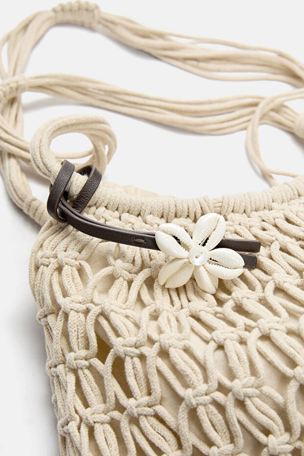 Süslemeli kroşe tote çanta - 5