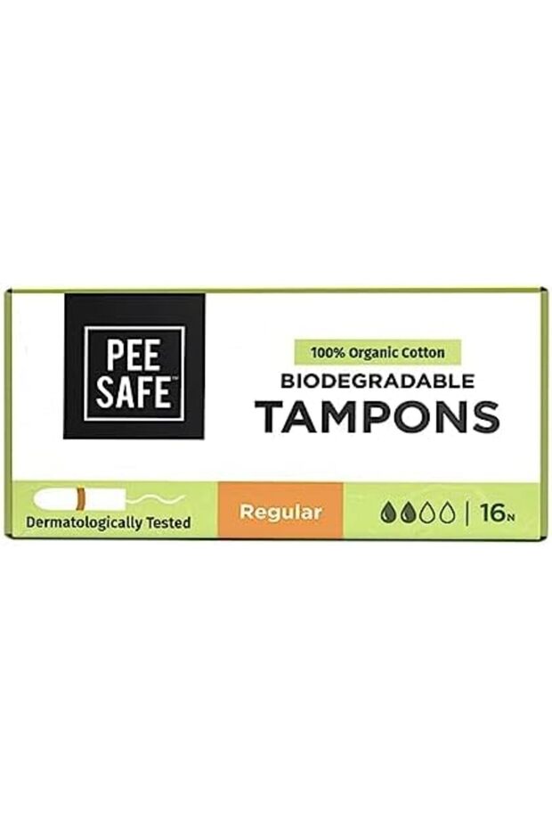 Organic Cotton Tampons - Biodegradable, Regular Absorbency (Pack of 16)