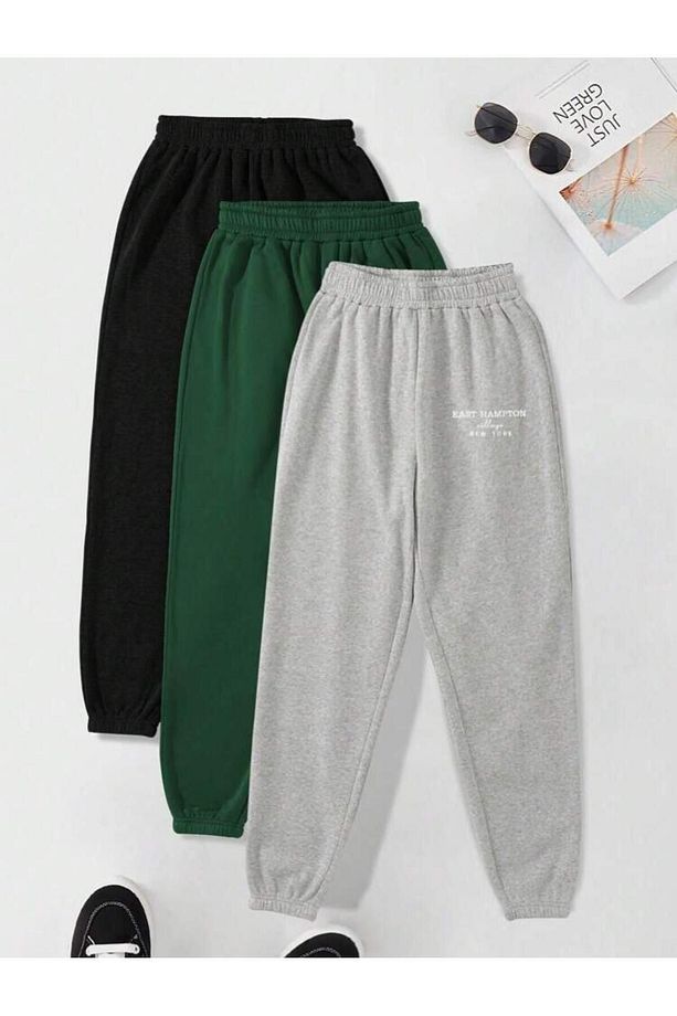 East Hampton Baskılı 3lü Kombin Jogger Eşofman Altı - Oversize Unisex - 1