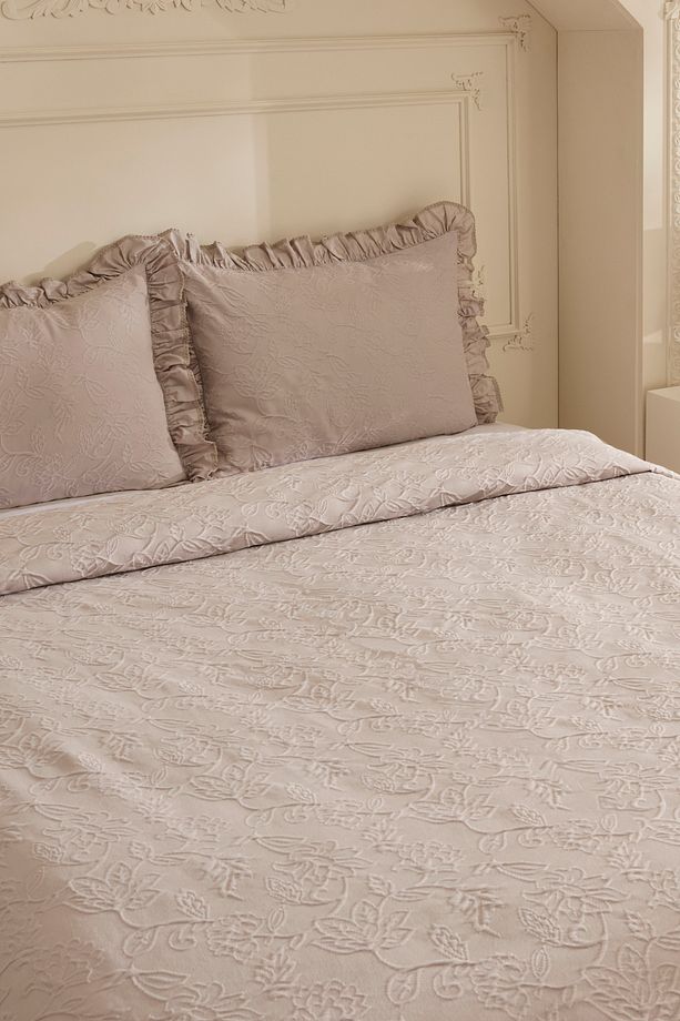White Collection Tyra %100 Pamuk Çift Kişilik Yatak Örtüsü Bej - 6