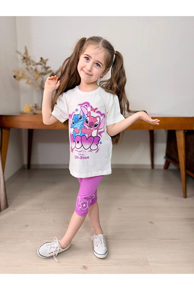 Love Printed Capri Leggings Girl's Set