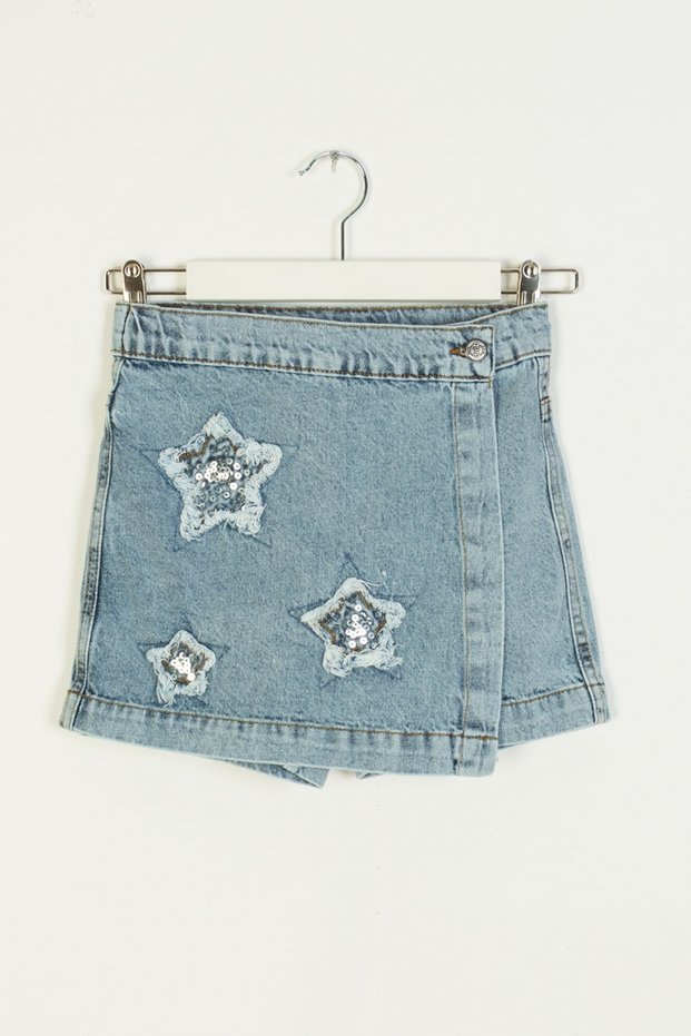 9-14 Years Old Girl's Jeans Starry Denim Shorts Skirt