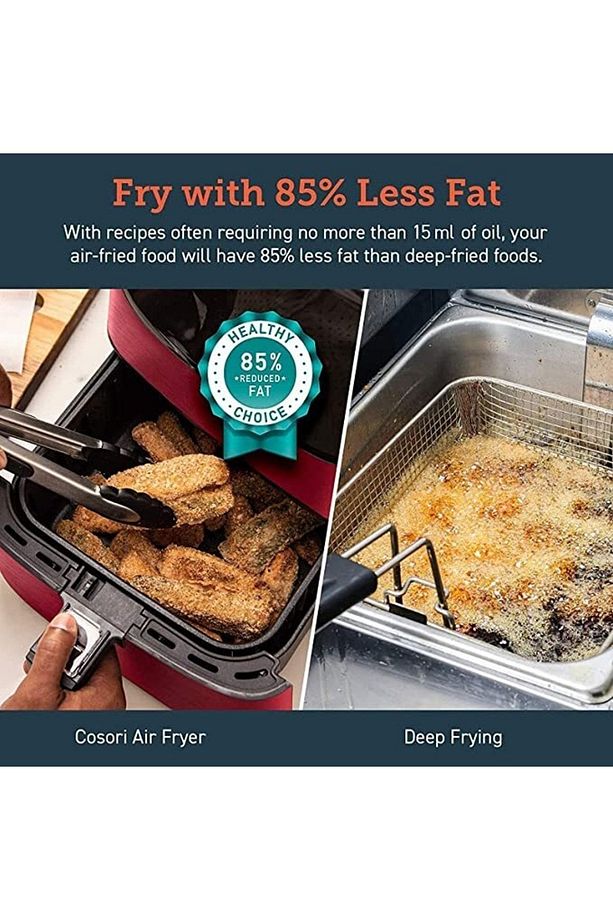 Sıcak Hava Fritözü 5,5l Xxl Fritöz Sıcak Hava Fritözü Dijital Led Dokunmatik Ekranlı,kırmızı - 6