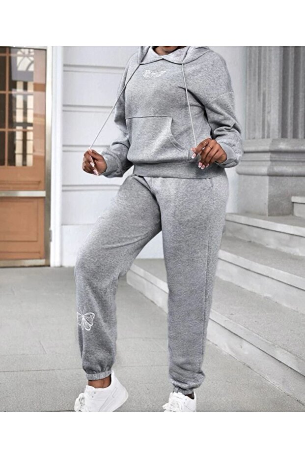 ŠEDÁ Kapucňová kombinovaná tepláková súprava Kelebek - 2