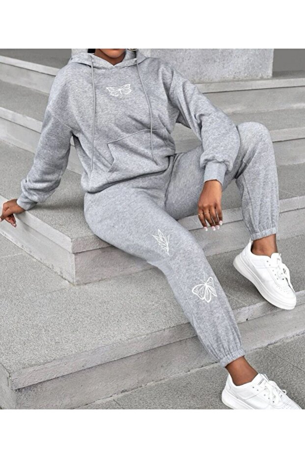 ŠEDÁ Kapucňová kombinovaná tepláková súprava Kelebek - 1