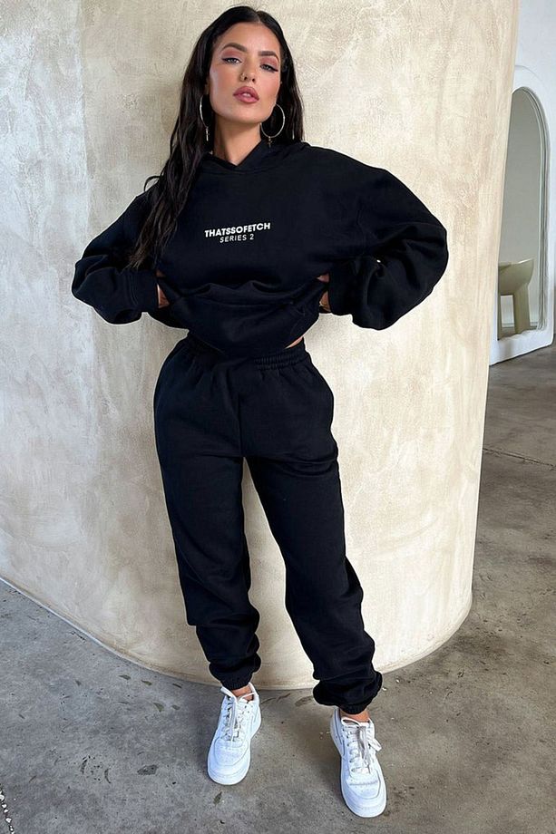 So Fetch Series 2 Eşofman Takımı Sweatshirt Jogger - Siyah Baskılı Oversize Şardonlu Kapüşonlu - 5
