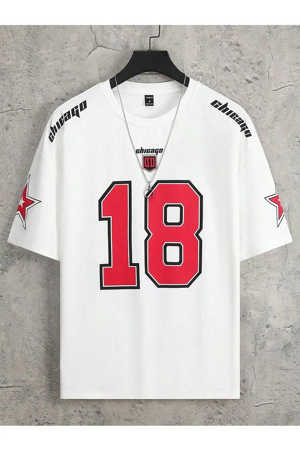Unisex Chicago 18 Genç Baskılı Oversize Tshirt - 4