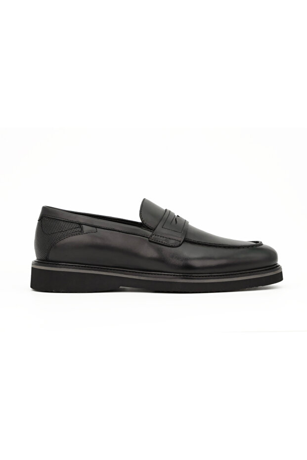 Genuine Leather Black Loafer Men's Shoes Eva Sole - 4265