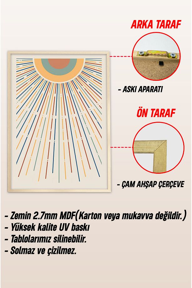 Dekorize Mdf Tablo Seti 3 Parça 3 Mm - Çerçeveli Salon Oturma Odası Için Duvar Dekoru 3017 - 4