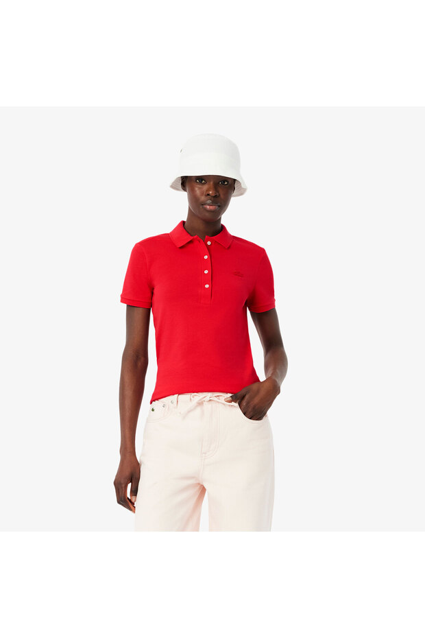 L.12.D Kadın Slim Fit Kırmızı Polo - 1