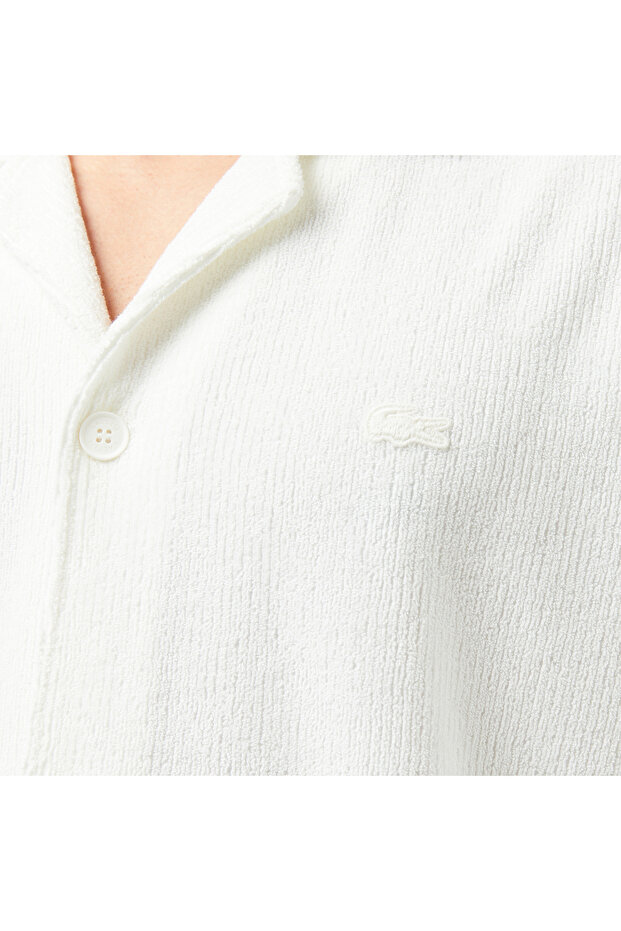 Erkek Relaxed Fit Kısa Kollu Beyaz Gömlek - 5