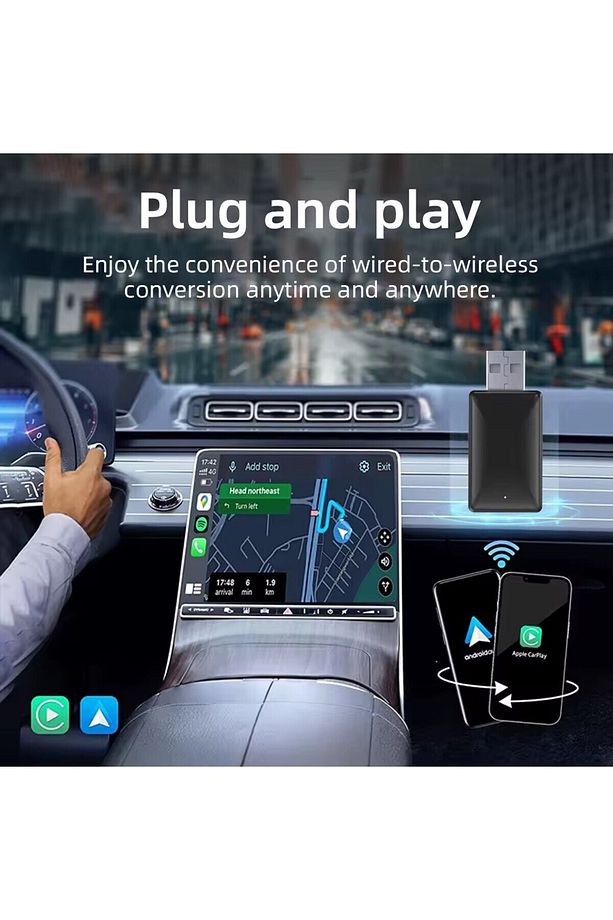 Araç Içi Apple Android Cihazlar Için Usb Ve Type-c 2in1 Usb Mini Apple Carplay Adaptörü - 8