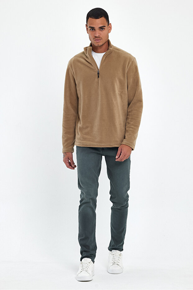 Men's Comfortable Softech Fleece Half Zipper Sweatshirt spr24pw20