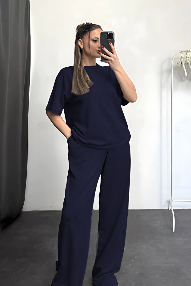 Women's Short Sleeve Oversize Super High Waist Stretchy Crew Neck Tracksuit Set