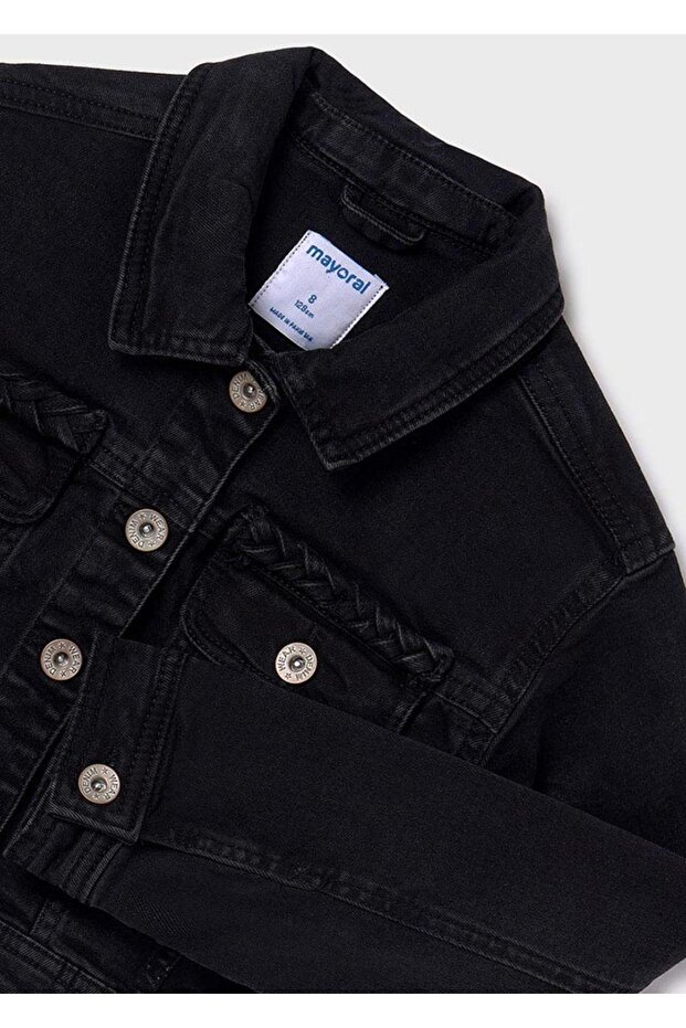 Örgü Desen Kız Çocuk Kot Ceket_mnvs6460 - 5