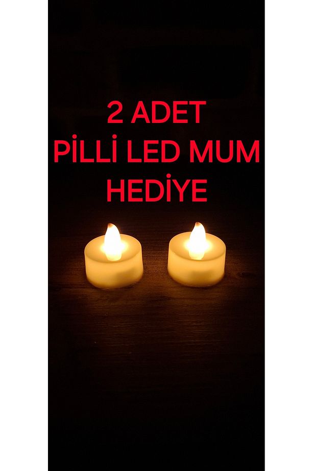 Kış Evi Dekoratif Işıklı Ev Tealight Led Mumlu Gece Lambası 2 Adet Pilli Led Mum HEDİYELİ - 2