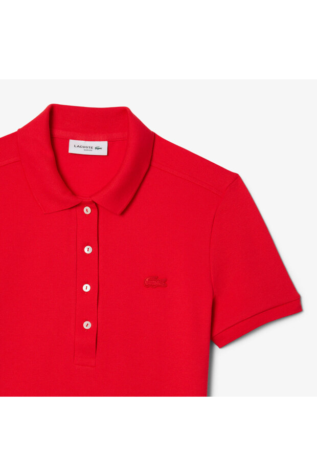 L.12.D Kadın Slim Fit Kırmızı Polo - 6