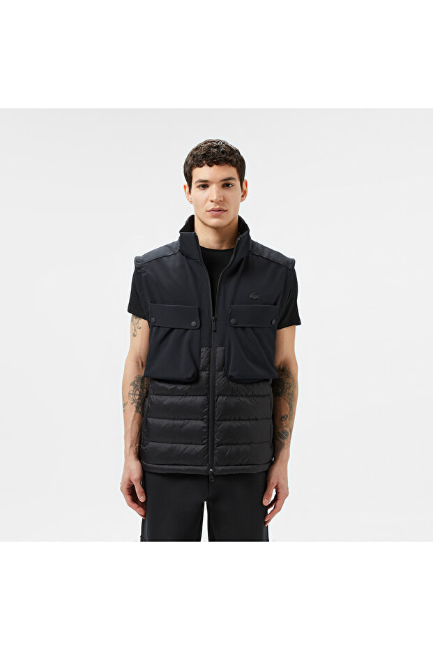 Erkek Regular Fit Kapüşonlu Baskılı Siyah Mont - 6