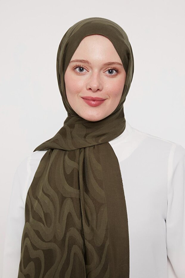 Moss Green Abstract Pattern Grazia Shawl