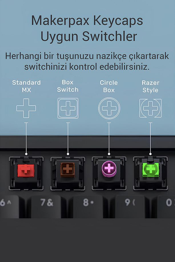 Valorant Iso Keycaps, Q-E-X-C Mekanik Klavye Tuşu - 4