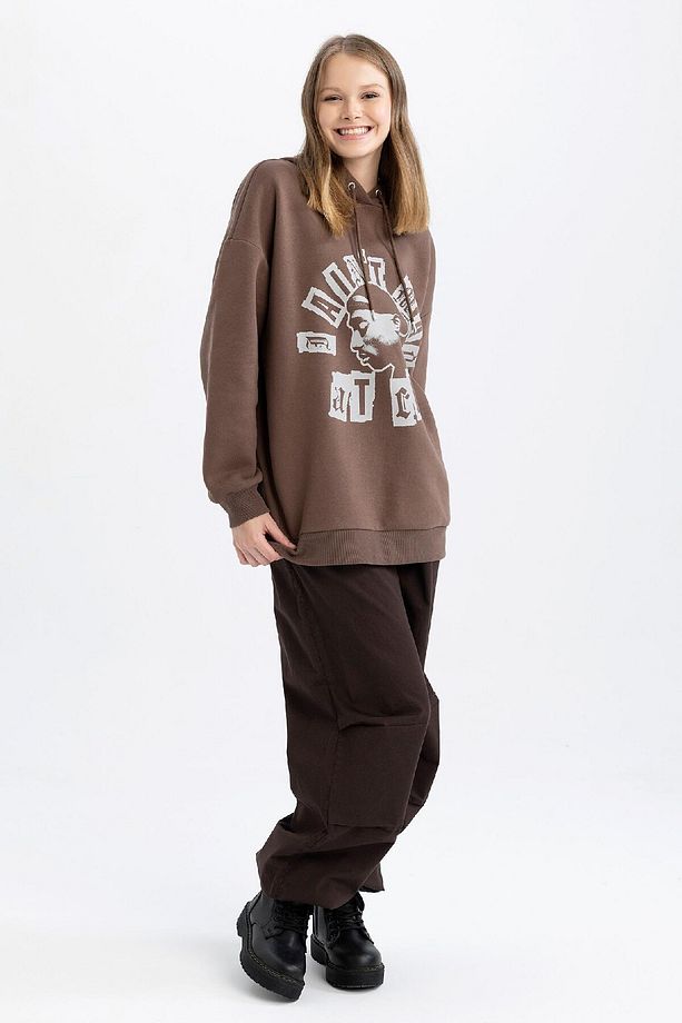 Coool Tupac Shakur Oversize Geniş Kalıp Kapüşonlu Baskılı Kalın Kumaş Sweatshirt A0636ax23sp - 6