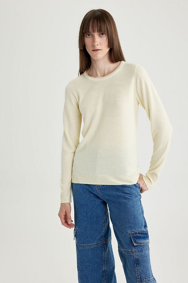 Regular Fit Bisiklet Yaka Yumuşak Dokulu Basic Düz Triko Kazak F7091az23wn - 4
