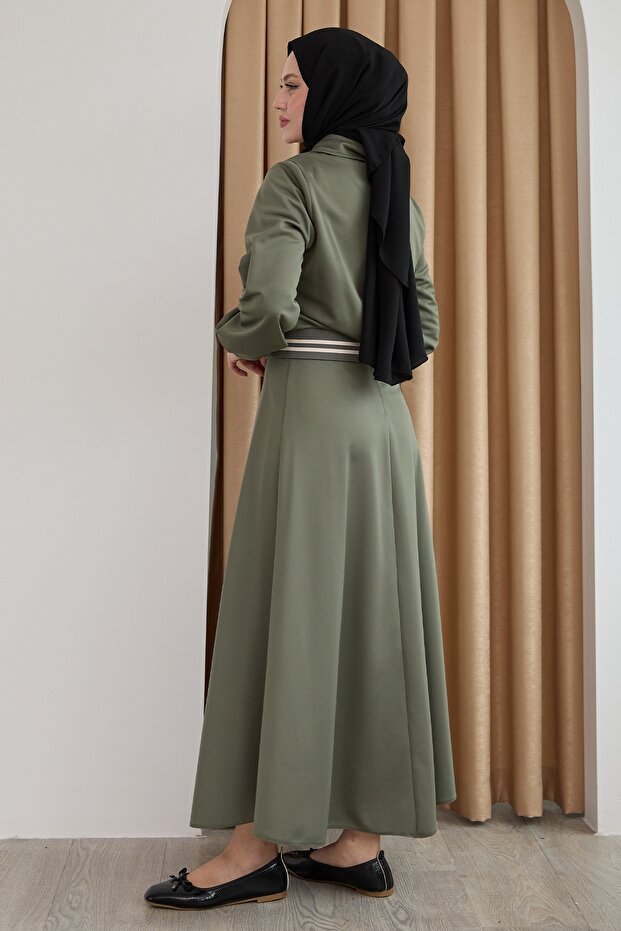 بدلة كاكي مزدوجة بأزرار مضلعة - 5