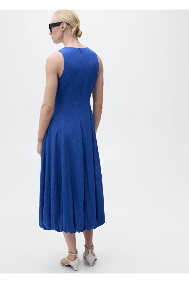 Kabarık etekli midi elbise - 4