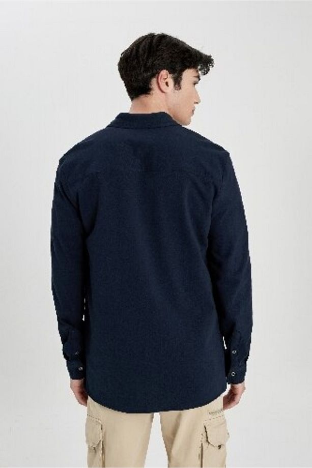 Regular Fit Basic Düz Uzun Kollu Gömlek B2896ax24sp - 5