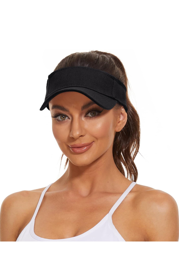 Adjuster to Head Width Standard Black Hat Visor - 2