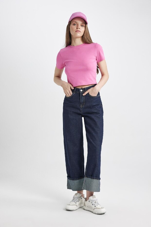 Coool Fitted Rib Basic Solid Kurzarm-T-Shirt T9631az24sm - 5