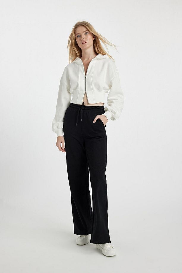 Coool Wide Leg Beli Lastikli Bağcıklı Cepli Bol Paça Basic Düz Eşofman Altı B3345ax23wn - 1