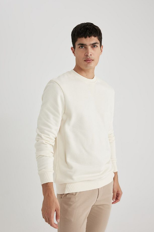 Regular Fit Bisiklet Yaka Kalın Basic Düz Sweatshirt T3777az24sp - 3
