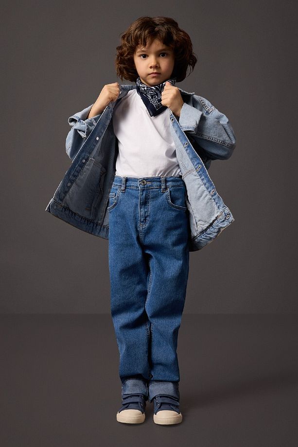 Erkek Çocuk Loose Fit Standart Paça Basic Düz Jean Pantolon B5557a824sm - 1