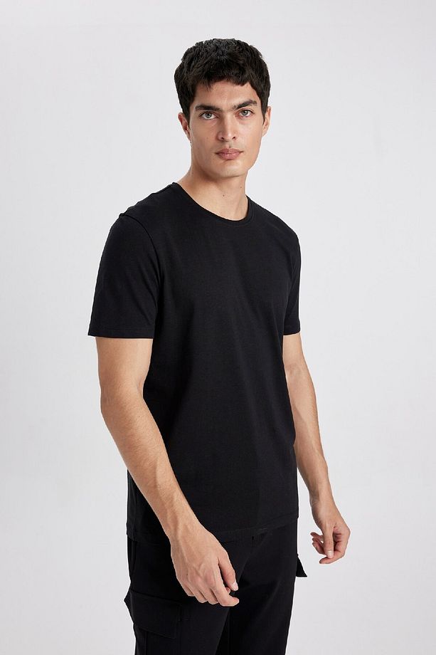 Regular Fit Bisiklet Yaka Kısa Kollu Basic Düz Tişört T5014az24sp - 3
