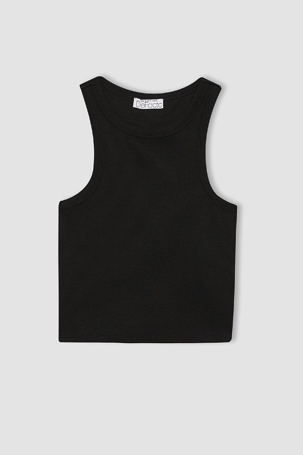 Fitted Halter Yaka Fitilli Kaşkorse Basic Düz Atlet U0357az24sm - 7
