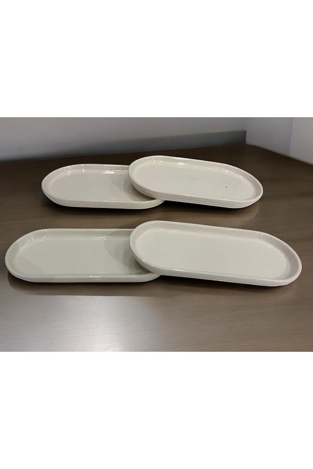 4 Parça A Kalite Servis Tabağı Sunumluk 2 lü Kayık Tabak  Yemek Takımı + 2 Parça Kahvaltı Tabağı - 1