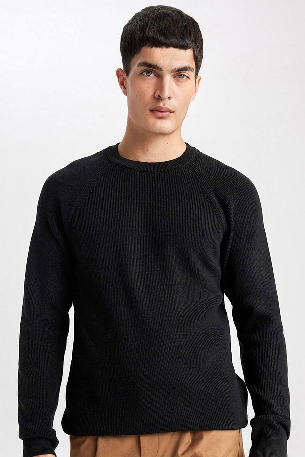 Standart Fit Normal Kesim Bisiklet Yaka Basic Düz Triko Kazak A8458ax24sp - 1