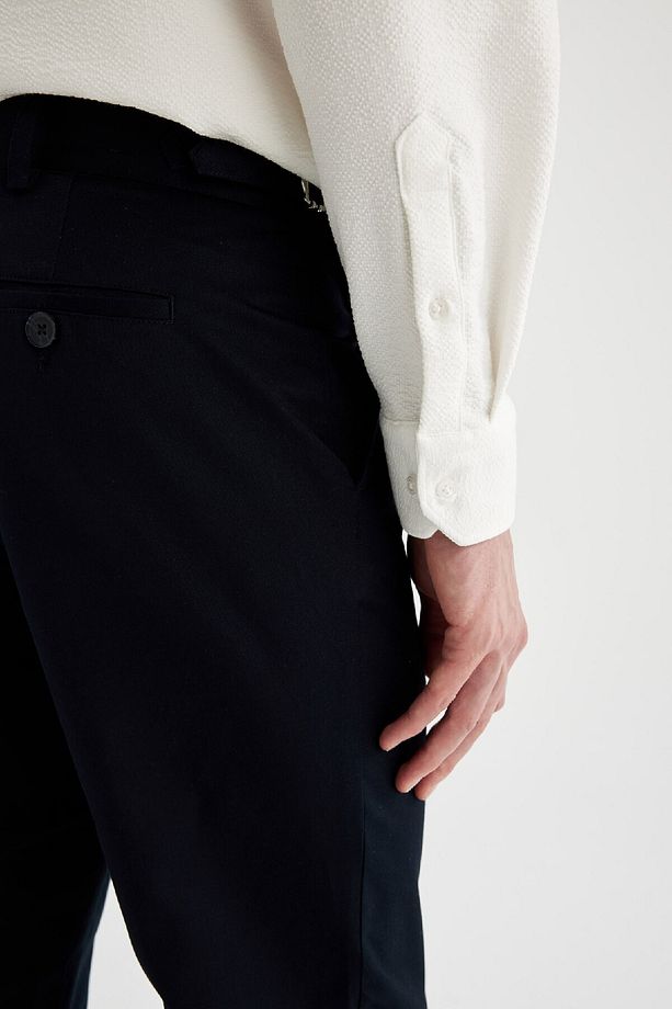 Twill Yazlık Kumaş Pantolon Tapered Fit Cepli Basic Düz Keten Karışımlı Duble Paça B6585ax24sp - 6