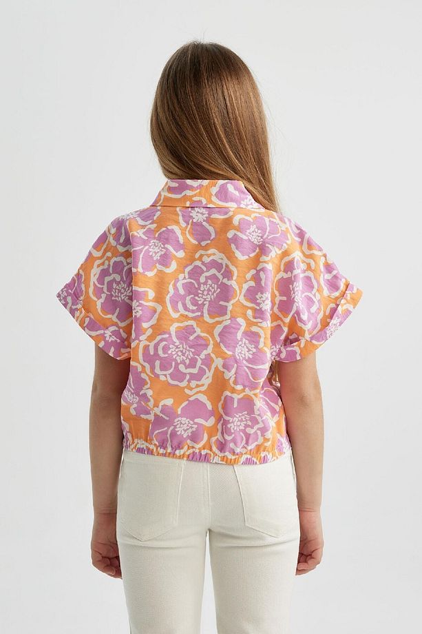 Kız Çocuk Crop Kısa Kollu Desenli Gömlek B5064a824sm - 6