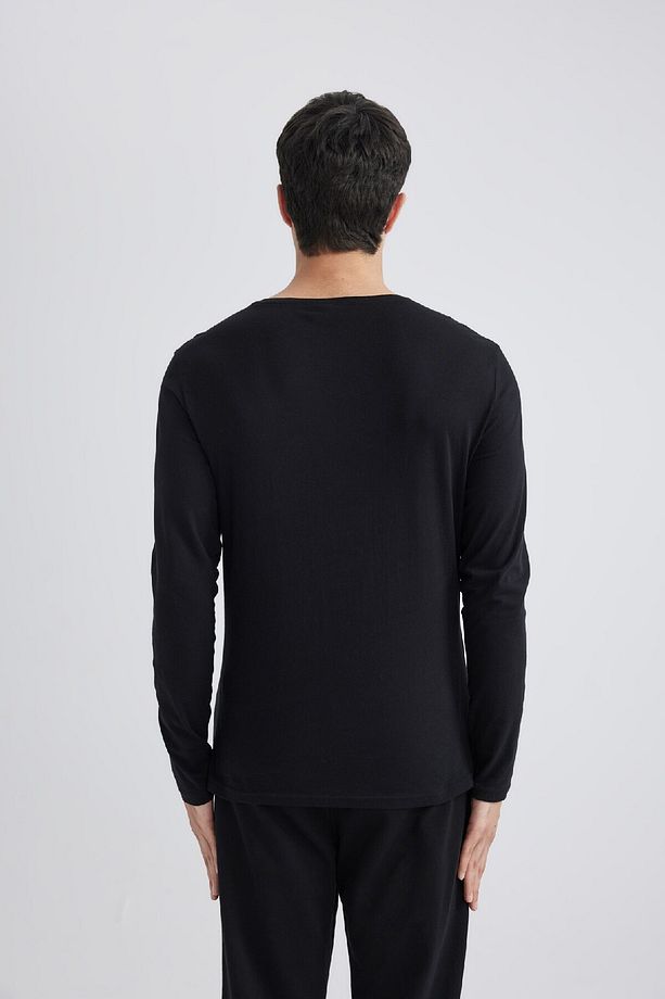Slim Fit Dar Kesim Bisiklet Yaka Basic Düz Uzun Kollu Pijama Üstü Z2771az24sp - 6