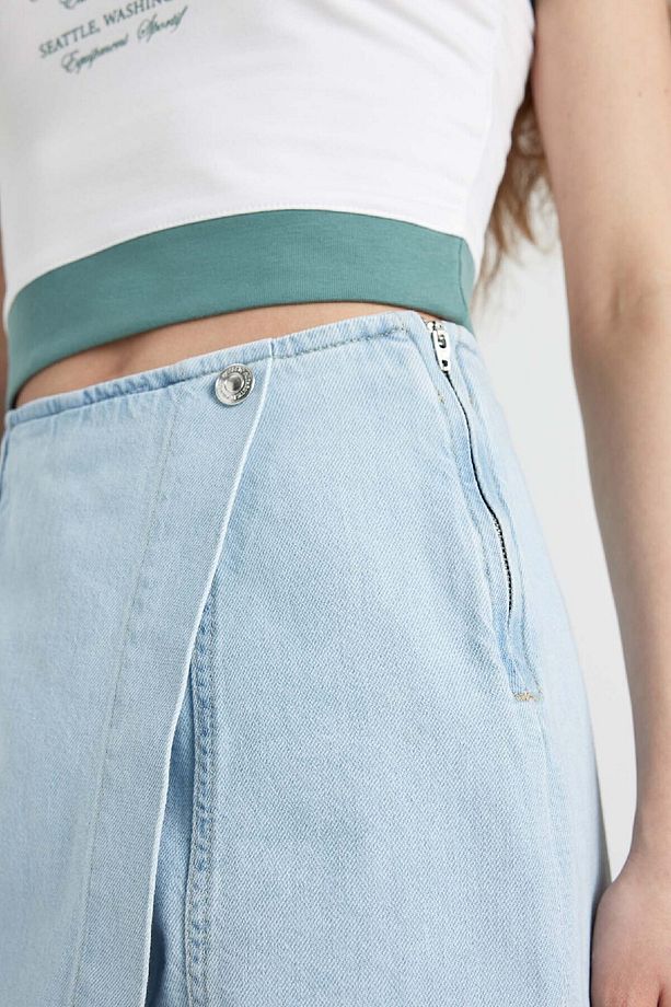Yüksek Bel Mini Jean Şort Etek B8292AX24SM - 5