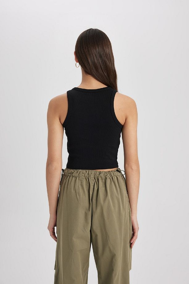 Fitted Halter Yaka Fitilli Kaşkorse Basic Düz Atlet U0357az24sm - 6