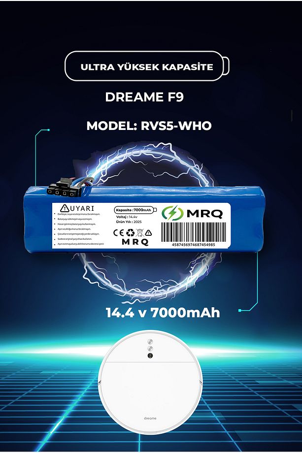 DREAME F9 ROBOT SÜPÜRGE BATARYASI (Ultra Yüksek KAPASİTE) 7000Mah Batarya - 1