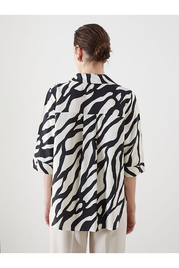 Zebra Desenli Oversize Kadın Gömlek - 4