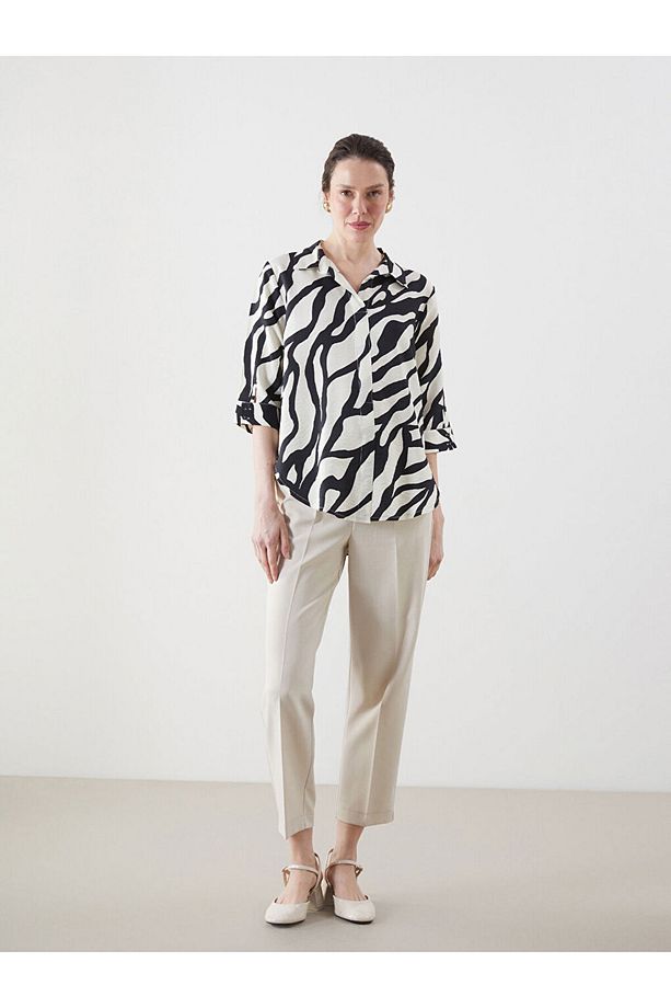 Zebra Desenli Oversize Kadın Gömlek - 2