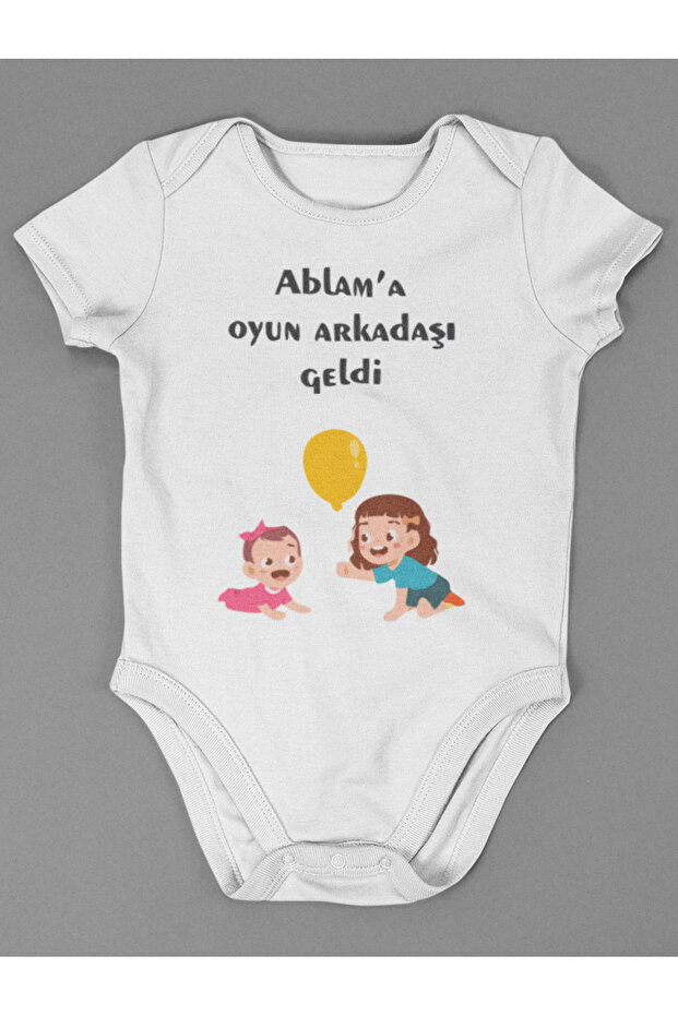 My Sister, My Playmate Is Here! Written Cotton Soft Unisex Snap Body Suit