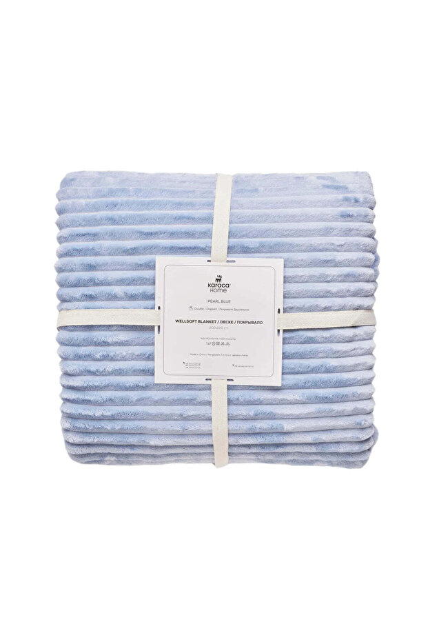 Karaca Ruby Stripe Wellsoft Blanket, Single, Blue - 7