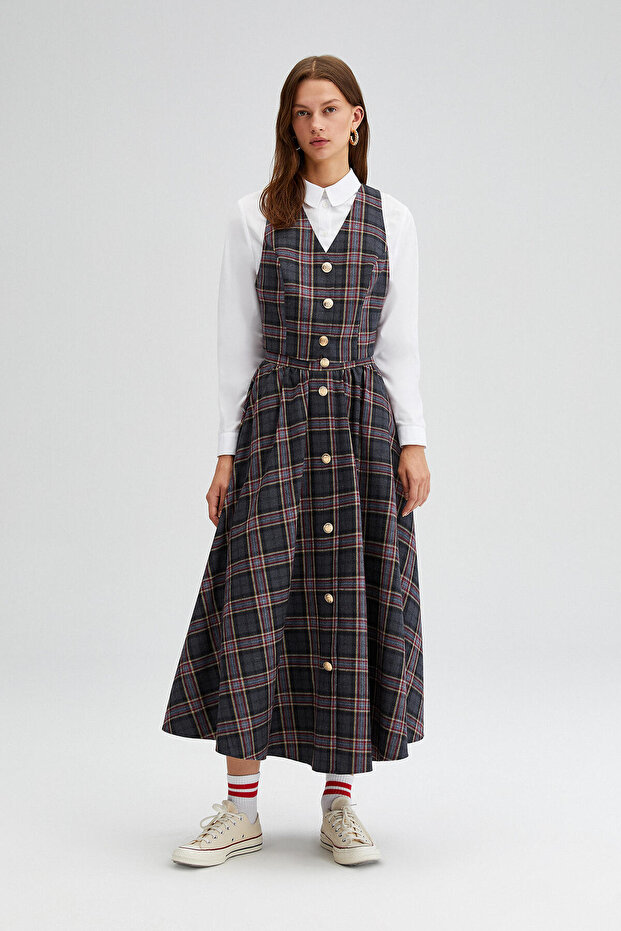 Plaid Vest Skirt Set
