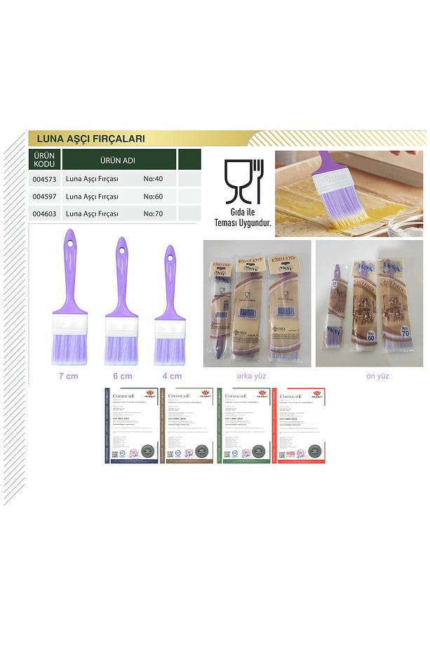 Aşcı Ve Gıda Fırçası 3lü set Profesyonel 7cm-6cm-4cm - 6